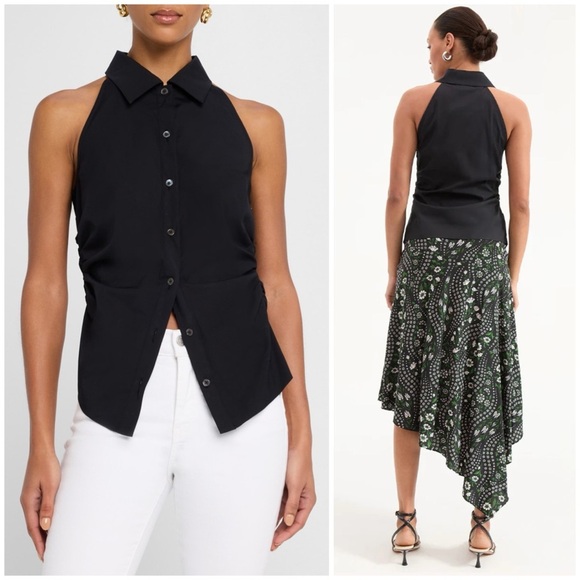 Veronica Beard Regina Sleeveless Button-Down Shirt SZ US 10 - Picture 2 of 7